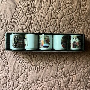 Japanese Porcelain Saki Glasses - Set of 5 in Box